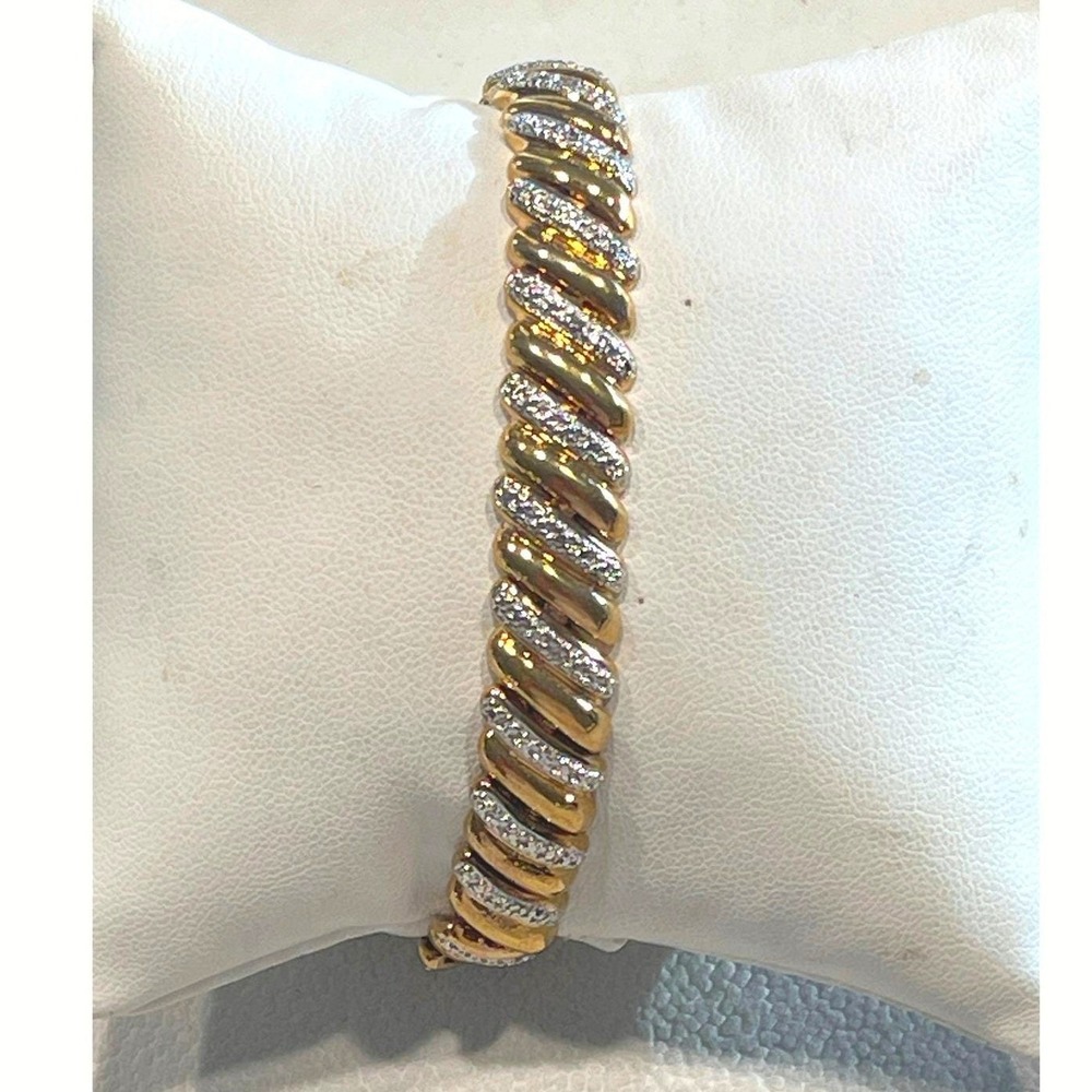 Vintage Ross-Simons 925  Diamond Bracelet 7" Two Tone Gold Vermeil 22g